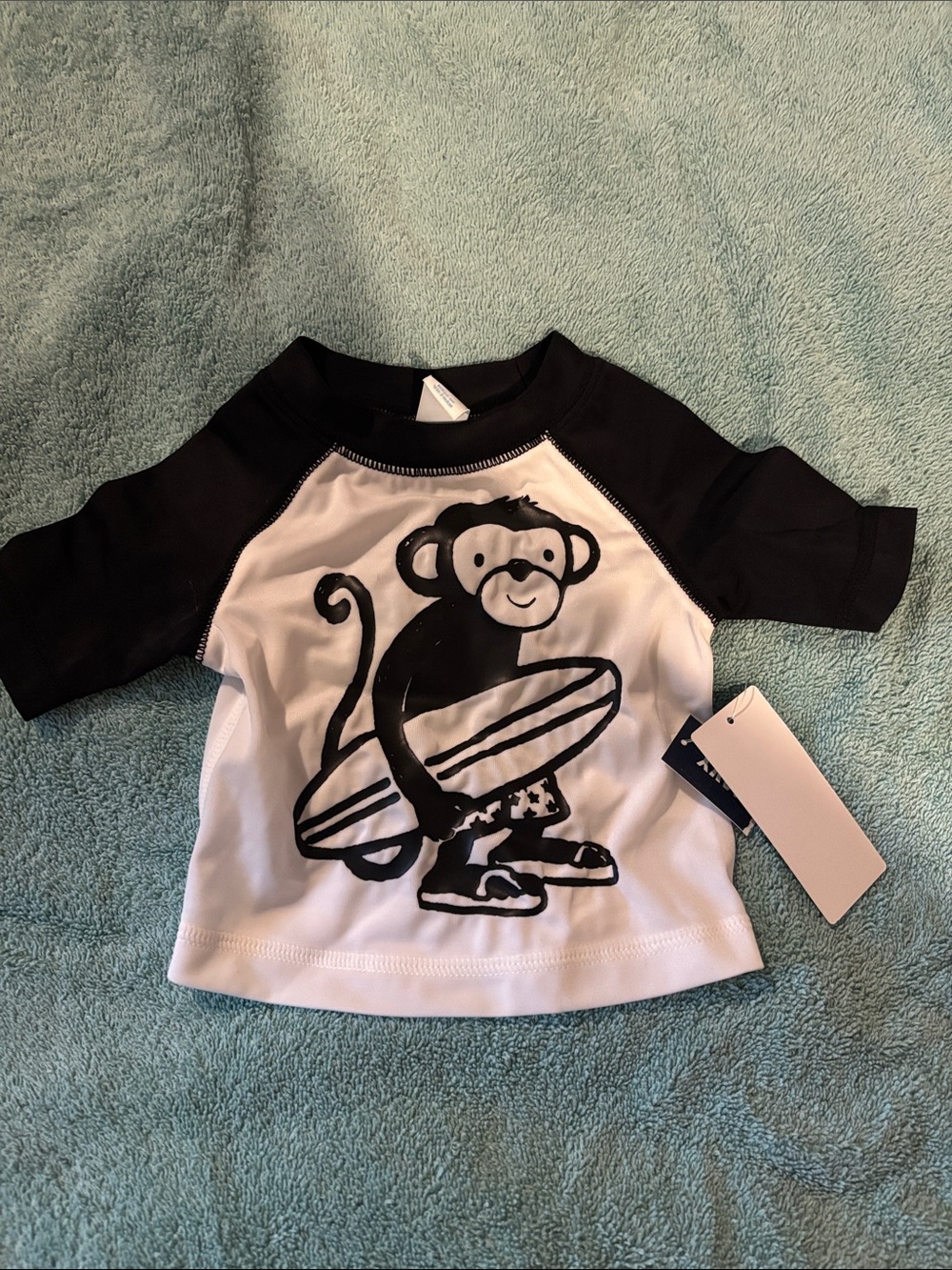 NWT Old Navy swim shirt Black & White Monkey Surf 50 upf